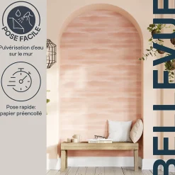 GoodHome Papier peint pré-encollé vinyle intissé Easy Roll Bellevue rose l.53 x H.1005 cm* Papier Peint Pré-Encollé|Papier Peint Imitant