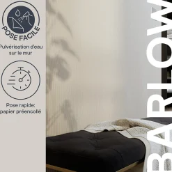 Discount GoodHome Papier peint pré-encollé vinyle intissé géométrique Easy Roll Barlow beige l.53 x H.1005 cm
