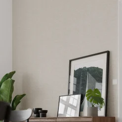 Hot GoodHome Papier peint pré-encollé vinyle intissé uni Easy Roll Cahors beige l.53 x H.1005 cm