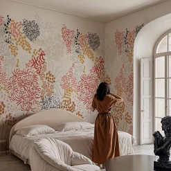 Sale La Touche Originale Papier peint sobre illustrant fleurs et feuilles abstraites - 510x260 cm (l x h)