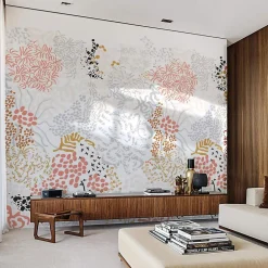 Sale La Touche Originale Papier peint sobre illustrant fleurs et feuilles abstraites - 510x260 cm (l x h)