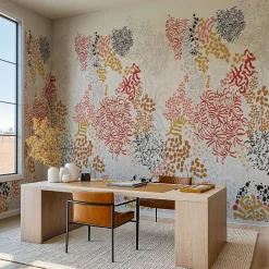 Sale La Touche Originale Papier peint sobre illustrant fleurs et feuilles abstraites - 510x260 cm (l x h)