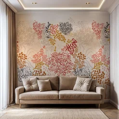Sale La Touche Originale Papier peint sobre illustrant fleurs et feuilles abstraites - 510x260 cm (l x h)