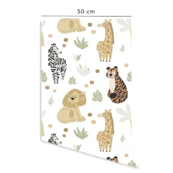 New Decochic Papier peint vinyle adhésif lazy jungle multicolore 50x300 cm