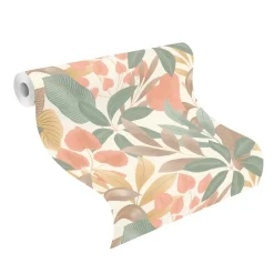 Rasch Papier peint vinyle expansé intissé feuillage Tropico vert, terracotta L.1005 x l.53cm* Papier Peint Fleuri|Papier Peint Pour Couloir