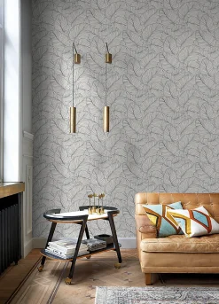 Grandeco Papier peint vinyle expansé intissé feuilles de bananier Isa noir et blanc L.1005 x l.53 cm* Papier Peint Naturel Et Tropical|Papier Peint Pour Couloir