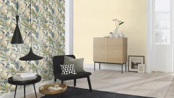 Rasch Papier peint vinyle expansé intissé feuillages exotic beige l.53 x H.1005 cm* Papier Peint Naturel Et Tropical|Papier Peint Pour Couloir