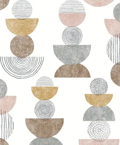 Clearance Lutece Papier peint vinyle expansé à coller formes géométriques velours gris L.10 05 x l.53cm