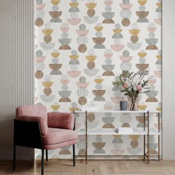 Clearance Lutece Papier peint vinyle expansé à coller formes géométriques velours gris L.10 05 x l.53cm