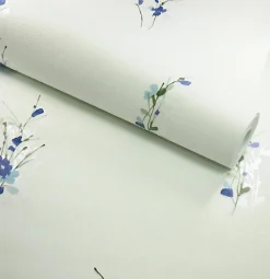 Discount Décoweb Papier peint vinyle expansé sur intissé - Aquarelle - Fleurs bleues - Rouleau(x)