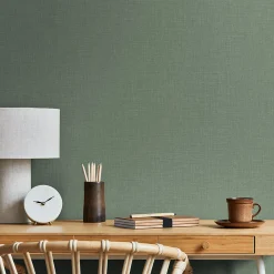 Clearance GoodHome Papier peint vinyle intissé uni structuré vert L.1000 x l.52 cm Shung