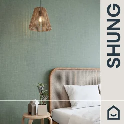 Clearance GoodHome Papier peint vinyle intissé uni structuré vert L.1000 x l.52 cm Shung