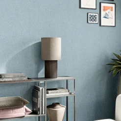 Discount GoodHome Papier peint vinyle intissé uni bleu vert L.53 x l.1005 cm Tille