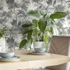 Outlet Rasch Papier peint vinyle intissé feuillage tropical noir, doré L.1001 x l.53cm