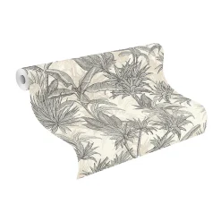 Outlet Rasch Papier peint vinyle intissé feuillage tropical noir, doré L.1001 x l.53cm