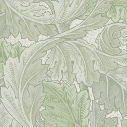 William Morris Papier peint vinyle intissé feuillage vert L.1000 x l.52 cm Acanthus* Papier Peint Naturel Et Tropical|Papier Peint Pour Couloir