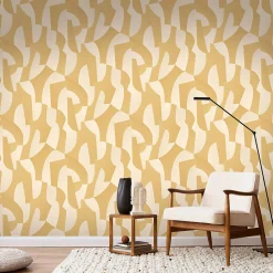 Discount Lutece Papier peint vinyle intissé Allure mat et satiné découpe, géométrie jaune, ocre, beige l.1005 x l.53 cm