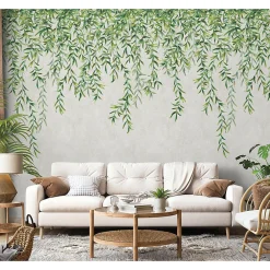 Best Lutèce Papier peint vinyle intissé Fidji greenery verdure vert sur fond blanc, 4 lés, L.1005 x l.53cm