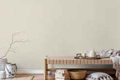 Sale Papier peint vinyle intissé uni aspect tissu beige sable L.1001 x l.53cm