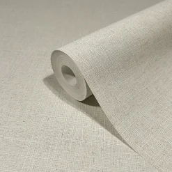 Sale Papier peint vinyle intissé uni aspect tissu beige sable L.1001 x l.53cm