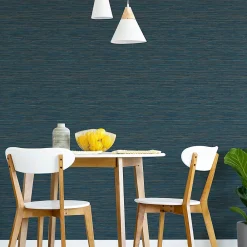 GoodHome Papier peint vinyle intissé Meroe bleu foncé* Papier Peint Pour Salon|Papier Peint Uni