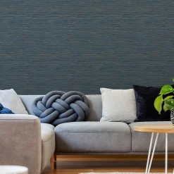 GoodHome Papier peint vinyle intissé Meroe bleu foncé* Papier Peint Pour Salon|Papier Peint Uni