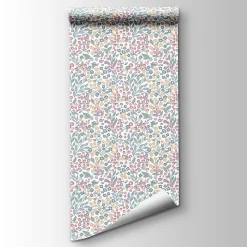 Discount Ugepa Papier peint vinyle intissé fleuri liberty Mini darla rose, vert, jaune L.1005 x l.53cm