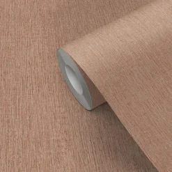 GoodHome Papier peint vinyle intissé Bolyhos uni texturé terracotta L. 10,05m x l. 0,53m* Papier Peint Pour Couloir|Papier Peint Uni