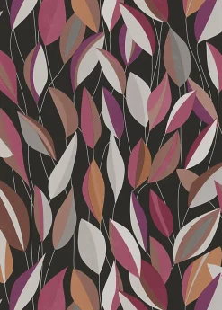 Clearance Erismann Papier peint vinyle intissé feuillage noir, violet L.1005 x l.53cm, Casual