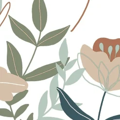 Outlet Lutece Papier peint vinyle intissé fleuri Naive flowers, bleu terracotta L.1005 x l.53cm Lutèce