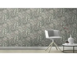 Rasch Papier peint vinyle intissé grainé fleuri Jade L.1005 x l.53cm* Papier Peint Fleuri|Papier Peint Pour Couloir