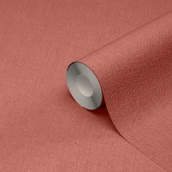GoodHome Papier peint vinyle intissé effet textile rose terracotta L.10m x l.53cm* Papier Peint Pour Couloir|Papier Peint Uni