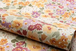 Sale Grandeco Papier peint vinyle intissé fleuri rose, jaune L.1005 x l.53cm , Garden Lilas