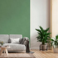 GoodHome Papier peint vinyle intissé uni aspect tissu vert L.1005 x l.53cm , Mythe* Papier Peint Pour Chambre|Papier Peint Uni
