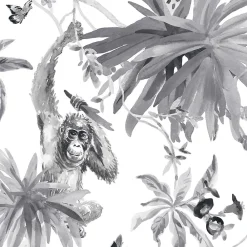 GoodHome Papier peint Vinyle Intissé Howlit noir et blanc* Papier Peint Naturel Et Tropical|Papier Peint Pour Couloir