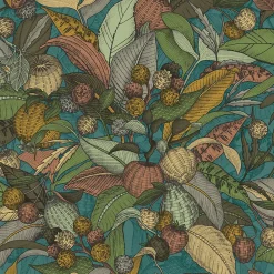 Clearance Lutece Papier peint vinyle intissé Villa Rosalie mat et satiné fleurs multicolore l.1005 x l.53 cm