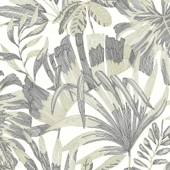Lutece Papier peint vinyle intissé feuillage Symphonie vert, gris L.1005 x l.53cm Lutèce* Papier Peint Noir Et Blanc