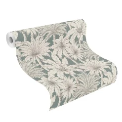 Rasch Papier peint vinyle intissé tropical palmiers, bleu L.1001 x l.53cm , Oskar