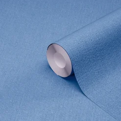 GoodHome Papier peint vinyle intissé effet textile bleu L.10m x l.53cm* Papier Peint Pour Couloir|Papier Peint Pour Chambre