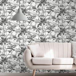 GoodHome Papier peint vinyle intissé texturé Chooky* Papier Peint Pour Chambre|Papier Peint Naturel Et Tropical