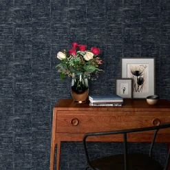 Clearance GoodHome Papier peint Vinyle intissé Quapaw bleu l.53 x H.1000 cm
