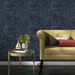 Clearance GoodHome Papier peint Vinyle intissé Quapaw bleu l.53 x H.1000 cm