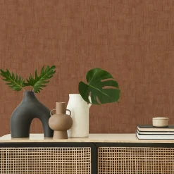 Clearance Lutece Papier peint vinyle intissé uni Kopa terracotta L.1005 x l.53cm Lutèce