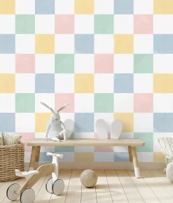 Ugepa Papier peint vinyle intissé damier multicouleurs pastel L.1005 x l.53cm Ugèpa* Papier Peint Pour Cuisine|Papier Peint