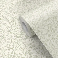 Ugepa Papier peint vinyle intissé petites feuilles vert L.1001 x l.53cm Ugèpa* Papier Peint Naturel Et Tropical|Papier Peint Pour Couloir