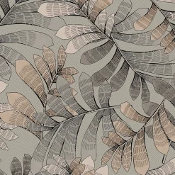 Sale Lutece Papier peint vinyle intissé Villa Rosalie mat et satiné feuilles gris, rose l.1005 x l.53 cm