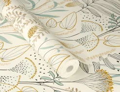 Best Rasch Papier peint vinyle intissé fleuri bleu, jaune ocre L.1001 x l.53cm , Angélique