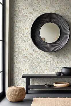 Best Rasch Papier peint vinyle intissé fleuri bleu, jaune ocre L.1001 x l.53cm , Angélique