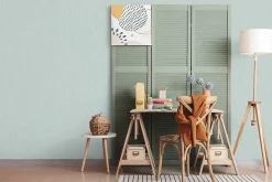 Sale Lutece Papier peint vinyle intissé Les aventures latte uni bleu turquoise L.1005 x l.53cm Lutèce