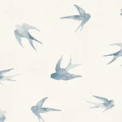 Ugepa Papier peint vinyle intissé enfant petit oiseau bleu L. 1005 x l. 53cm